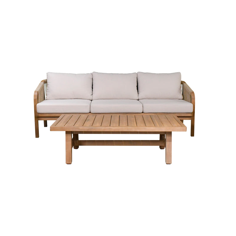 Cargue la imagen en el visor de la galería, Set Rimini triple + mesa de centro Rimini color natural - HUC25685KD-HUC37159
