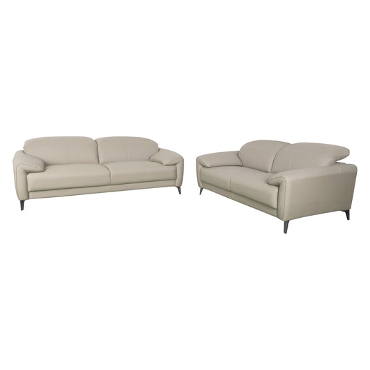 Set duo de interior sofá triple + sofá doble S8913 con vinipiel color Beige - S8913-BE