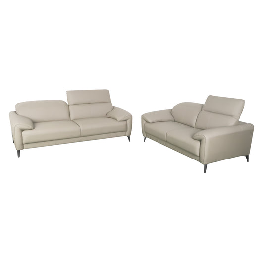 Set duo de interior sofá triple + sofá doble S8913 con vinipiel color Beige - S8913-BE