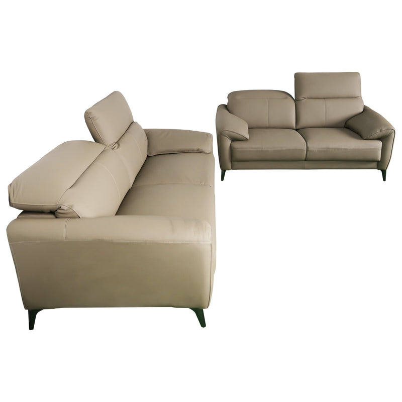 Cargue la imagen en el visor de la galería, Set duo de interior sofá triple + sofá doble S8913 con vinipiel color Kaki - S8913-KAKI
