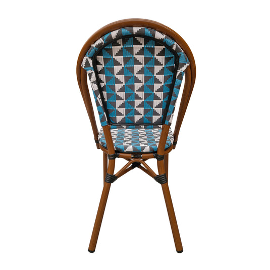 Silla de Rattan para exterior e interior de mozaicos Color Azul c/ blanco y negro SCOOTLAND 11 - SCOOT11