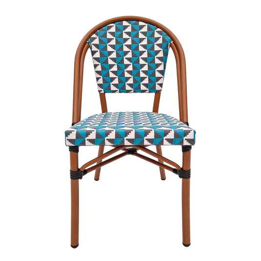 Silla de Rattan para exterior e interior de mozaicos Color Azul c/ blanco y negro SCOOTLAND 11 - SCOOT11