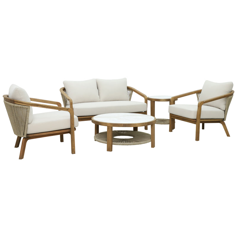 Cargue la imagen en el visor de la galería, Set Doble de madera Sunday para interior y exterior color natural - HUC39966-DOB
