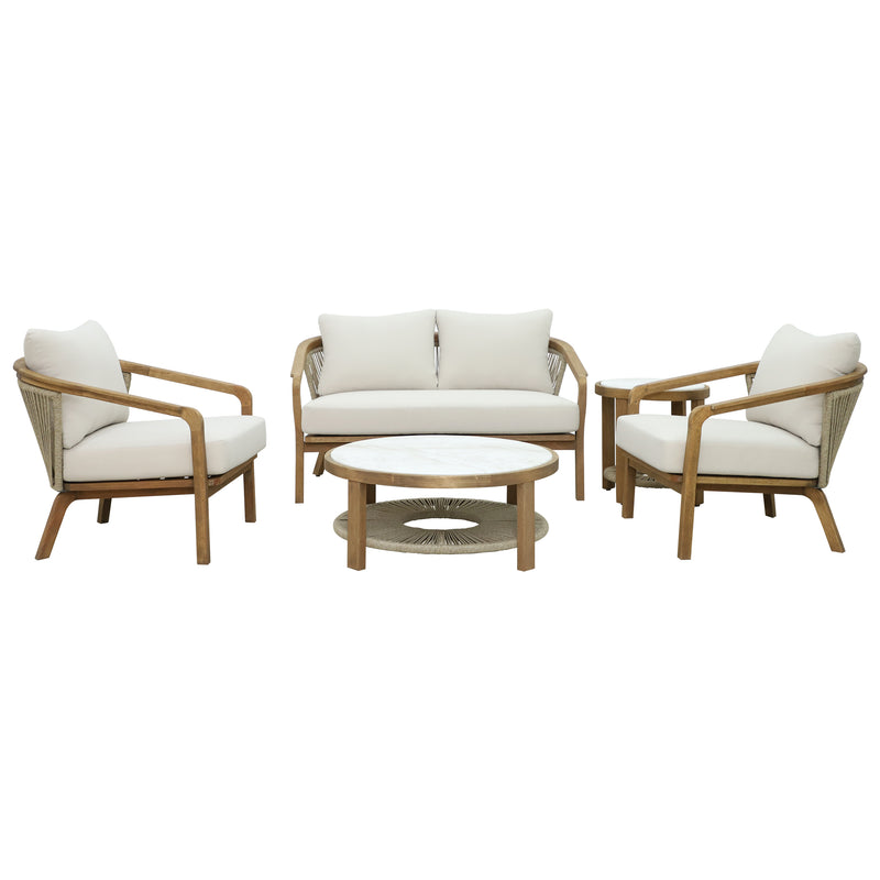 Cargue la imagen en el visor de la galería, Set Doble de madera Sunday para interior y exterior color natural - HUC39966-DOB
