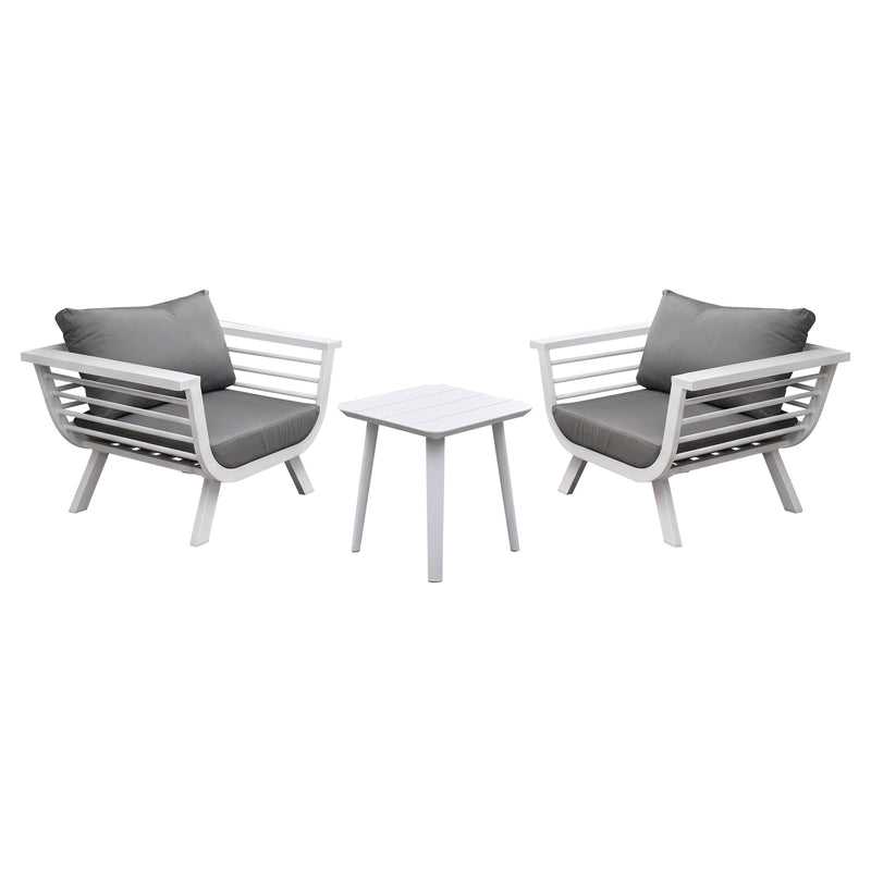 Load image into Gallery viewer, Set frio bistro sin reposabrazos + mesa bistro Aspen, para exterior, color blanco - BIS-FW-SMB-WH
