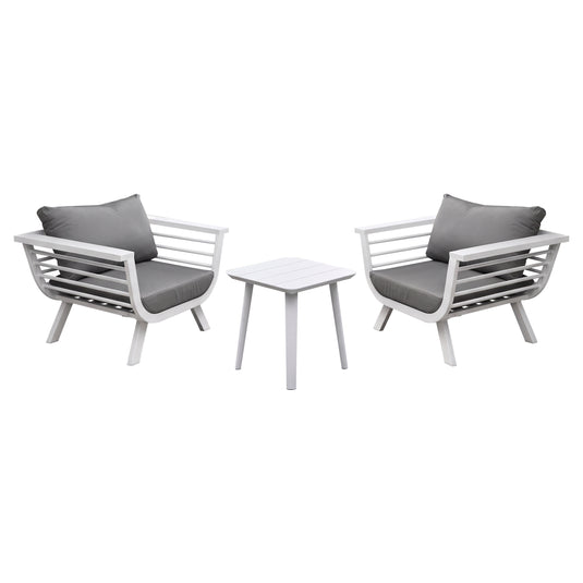 Set frio bistro sin reposabrazos + mesa bistro Aspen, para exterior, color blanco - BIS-FW-SMB-WH