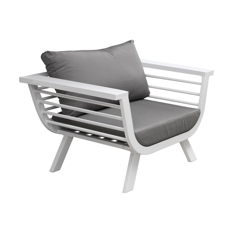 Load image into Gallery viewer, Set frio bistro sin reposabrazos + mesa bistro Aspen, para exterior, color blanco - BIS-FW-SMB-WH
