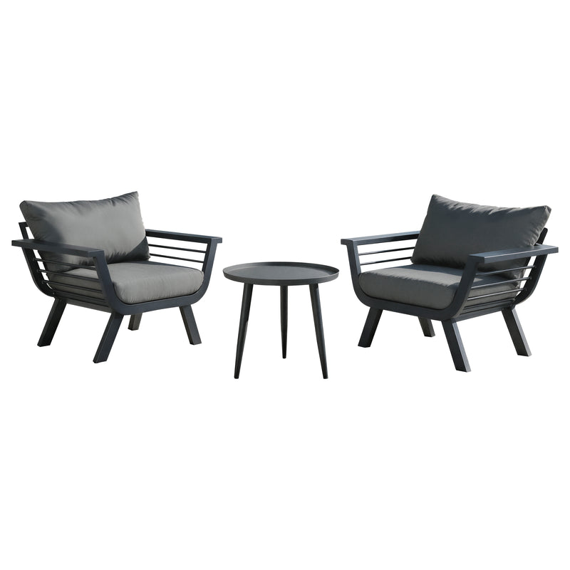 Load image into Gallery viewer, Set bistro Frio sin madera en reposabrazos + mesa bistro Danir, para exterior, color carbón - F12-SMB-22

