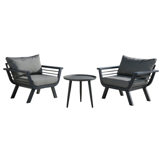 Set bistro Frio sin madera en reposabrazos + mesa bistro Danir, para exterior, color carbón - F12-SMB-22