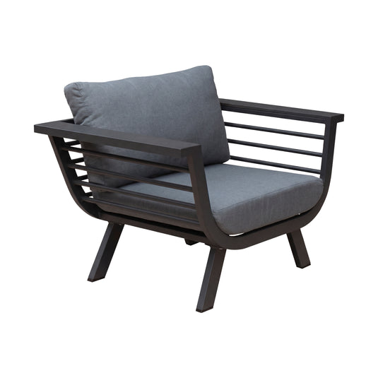 Set bistro Frio sin madera en reposabrazos + mesa bistro Danir, para exterior, color carbón - F12-SMB-22