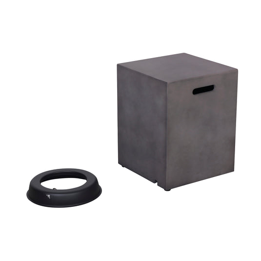 Set Fogata rectangular de exterior de gas LP color gris oscuro con tapa de gas LP y parabrisas - PDF200152B-360-109B