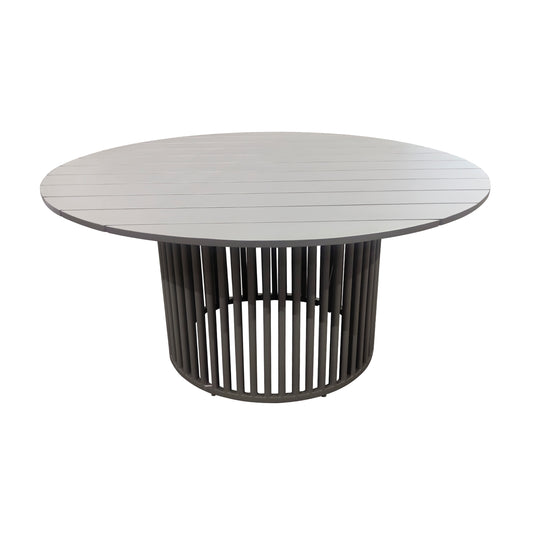Comedor redondo Shangrila 1.53M de aluminio + 6 silas Nacolitana color gris - GL3AQ59315-NAC