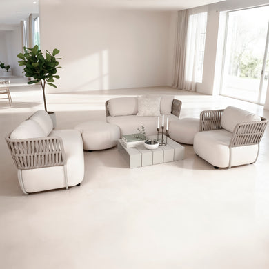 Set modular con puff SOFT Luxury ,7 Piezas color beige - SOFTLUX-BEIGE