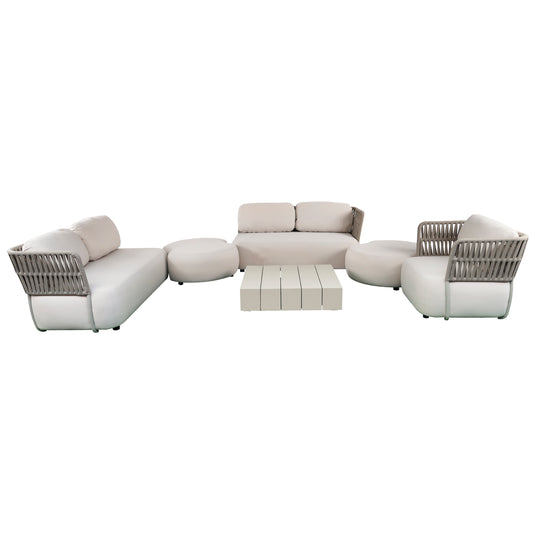 Set modular con puff SOFT Luxury ,7 Piezas color beige - SOFTLUX-BEIGE