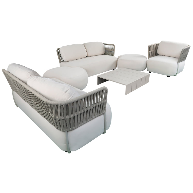 Cargue la imagen en el visor de la galería, Set modular con puff SOFT Luxury ,7 Piezas color beige - SOFTLUX-BEIGE
