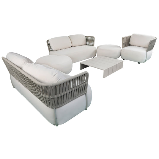 Set modular con puff SOFT Luxury ,7 Piezas color beige - SOFTLUX-BEIGE