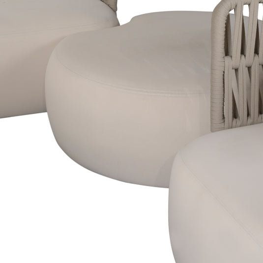 Soft Confort Ivory modular set with a central pouf (AC3003ST1-IVORY) + champagne walnut bistro table - SOFT-NOGA 