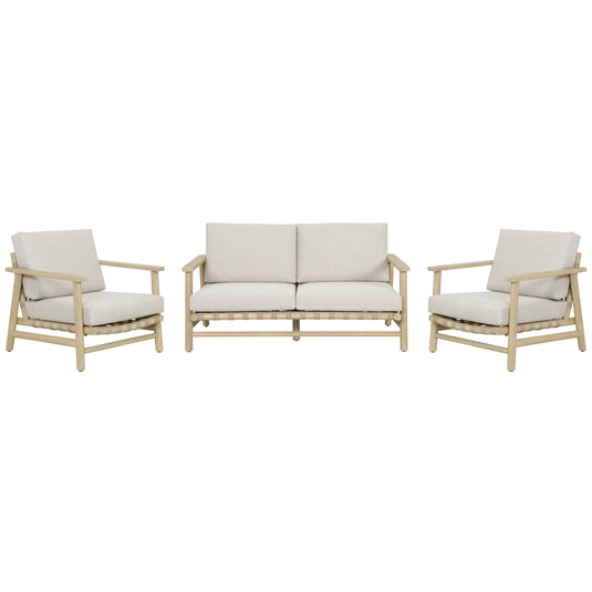 Set doble Sophie Strap de madera color Natural sin mesa de centro - HUC40760-DOB-SM