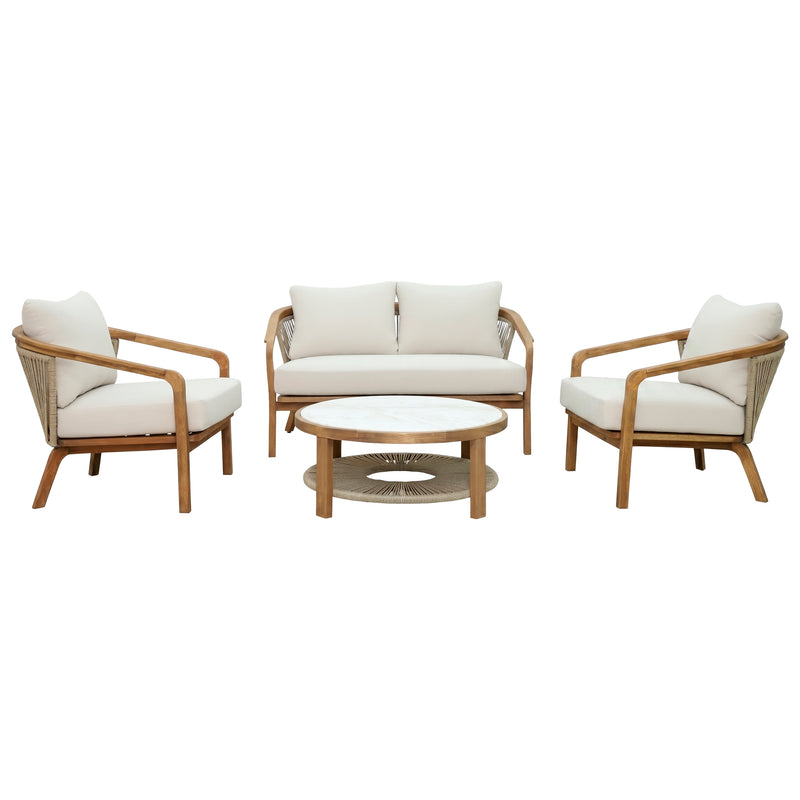Load image into Gallery viewer, Set doble Sunday con mesa de centro color natural - HUC39966-DOB-CMC
