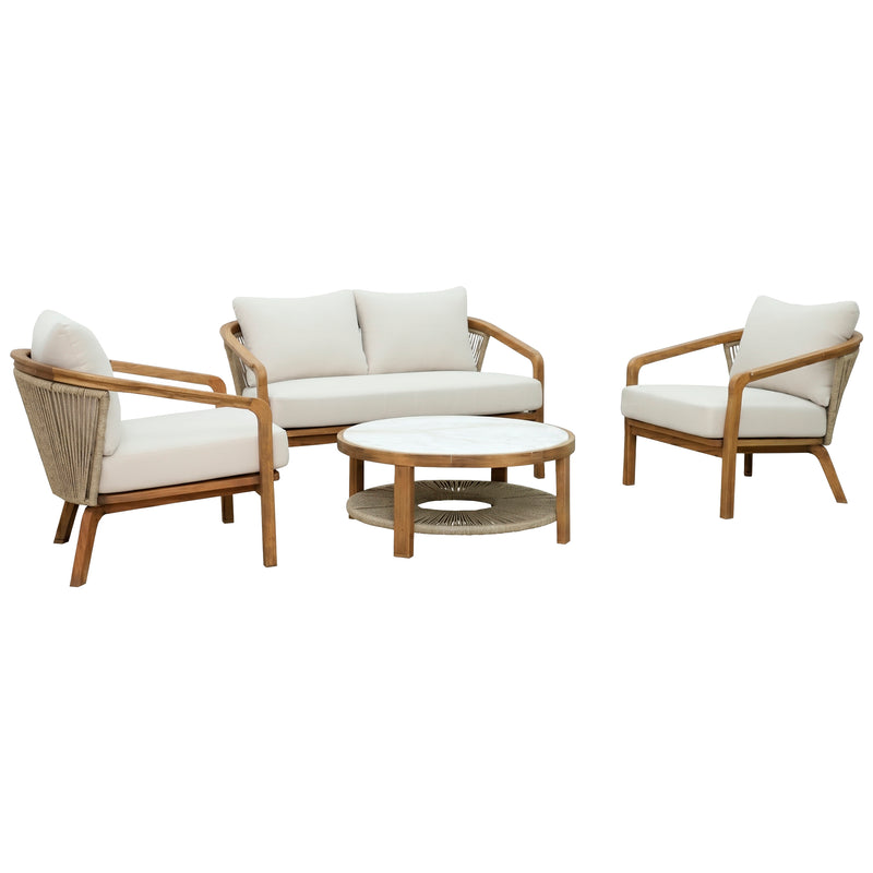 Load image into Gallery viewer, Set doble Sunday con mesa de centro color natural - HUC39966-DOB-CMC
