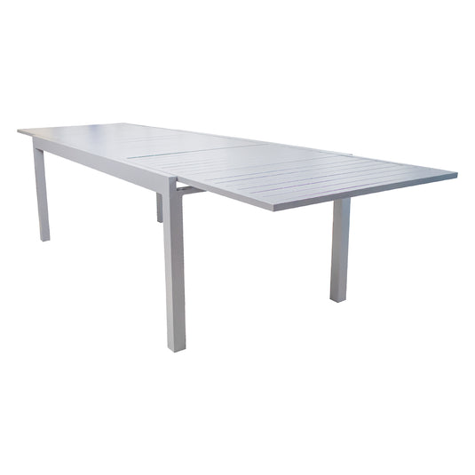 Comedor de Aluminio color Blanco Doume 2 M / 3.2 M + 8 silla Swiss blanca