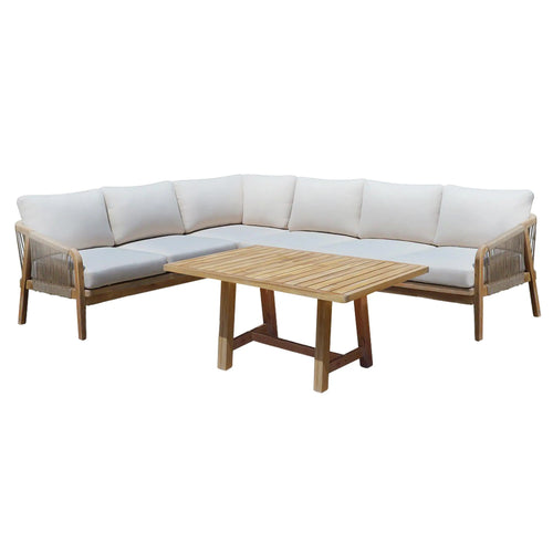 Sala Con Mesa de Centro para Exterior e Interior de Madera Color Blanco RIMINI CORNER-HUC25789KD