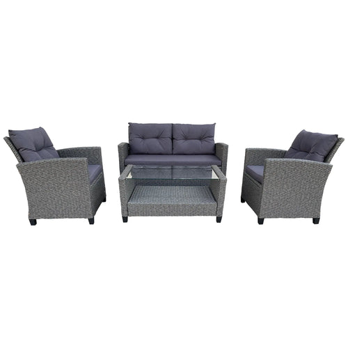 Sala Rattan Color Gris para Exterior e Interior CHELSEA-SH006 CasaEaster