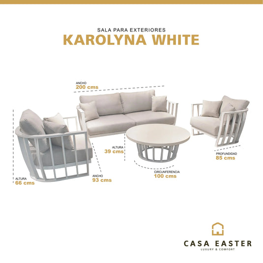 Sala para Exterior e Interior de Aluminio Color Blanco KAROLYNA DOBLE-7575-8ST