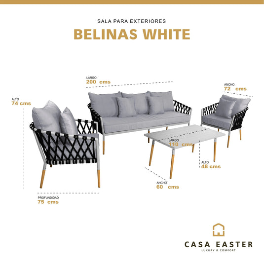 Sala para Exterior e Interior de Aluminio Color Blanco con Negro BELINAS-10095
