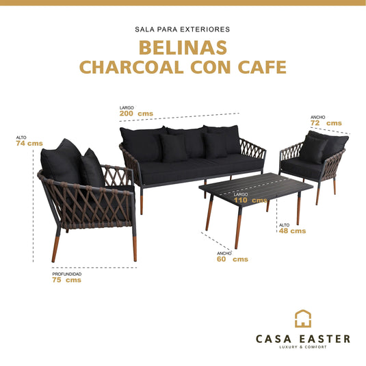 Sala  para Exterior e Interior de Aluminio Color Cafe BELINAS-55990