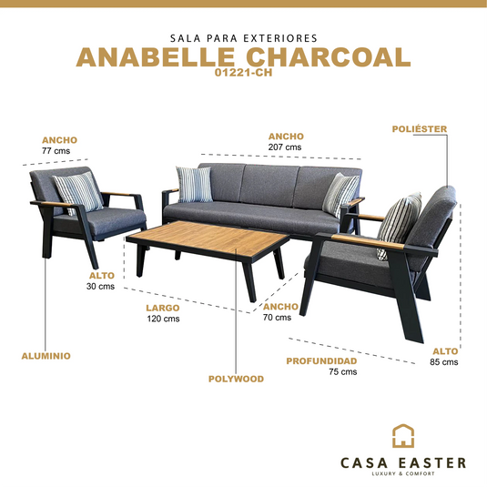 Sala  para Exterior e Interior de Aluminio Color Carbon ANABELLE TRIPLE-01221-CH CasaEaster