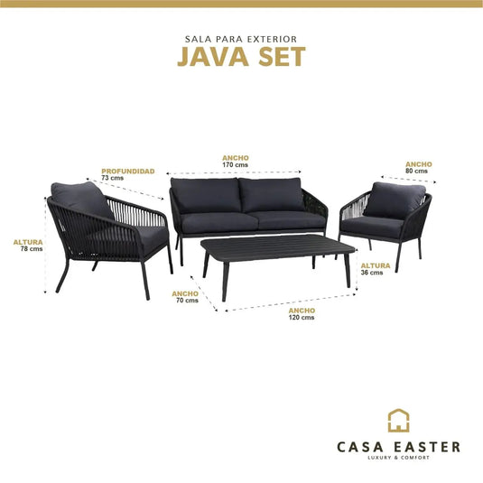 Sala para Exterior e Interior de Aluminio Color Carbon JAVA – CasaEaster