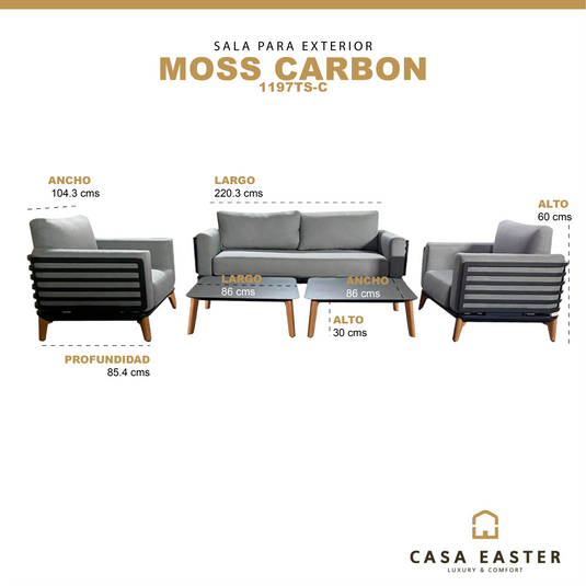 Sala para Exterior e Interior de Aluminio Color Carbon MOSS DOBLE-1193DO-CA CasaEaster