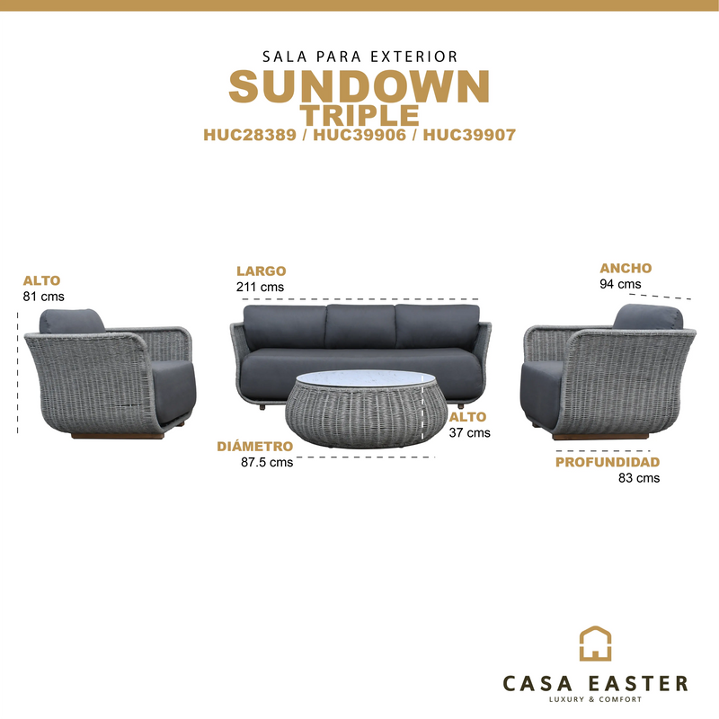 Cargue la imagen en el visor de la galería, Sala para Exterior e Interior de Aluminio  Color Carbon-SUNDOWN TRIPLE-SUN04TRI CasaEaster
