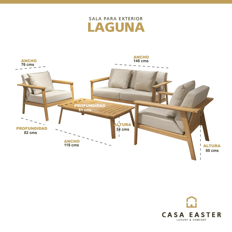 Cargue la imagen en el visor de la galería, Sala  para Exterior e Interior de Madera Acacia Color Blanco LAGUNA DOBLE-HU22057
