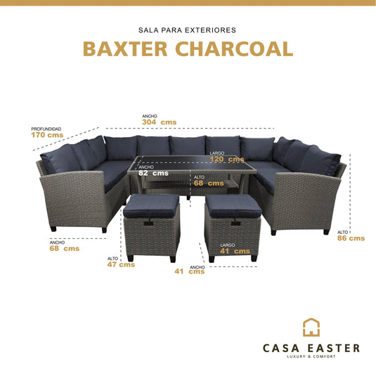 Sala  para Exterior e Interior de Rattan  Color Carbon BAXTER-HUC37882
