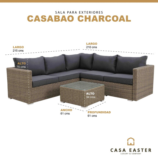 Sala  para Exterior e Interior de Rattan Color Carbon CASABAO-HUC39543