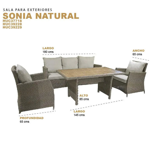 Sala para Exterior e Interior de Rattan  Color Natural SONIA-HUC37718