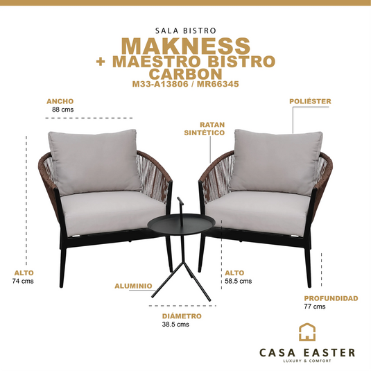 Set Bistro Maknes + mesa Maestro Carbon CasaEaster