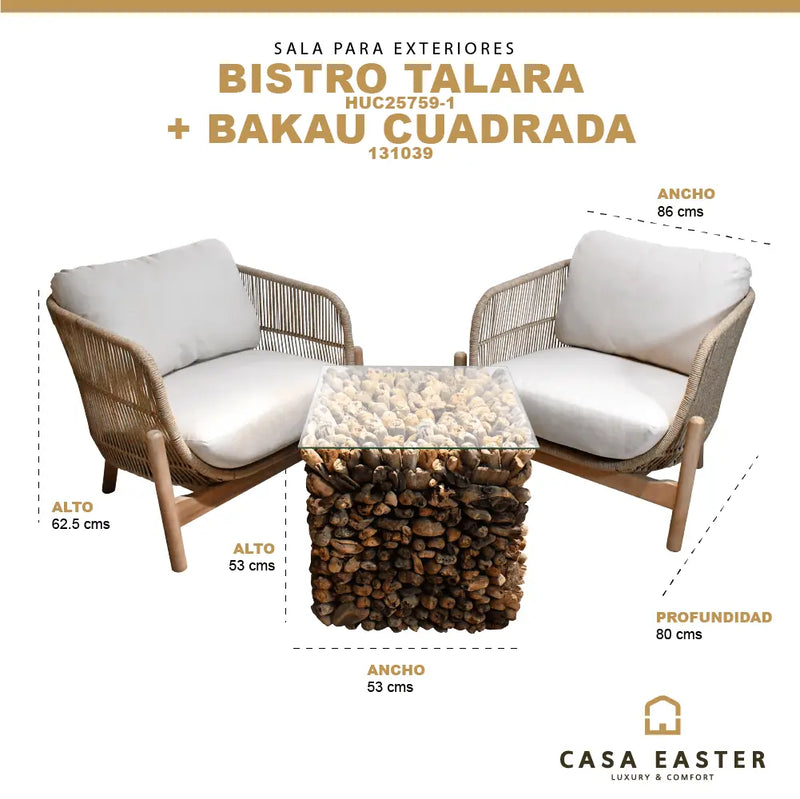 Load image into Gallery viewer, Square Set for Outdoor and Indoor Teak Wood White TALARA+ TABLE BAKAU-759-039
