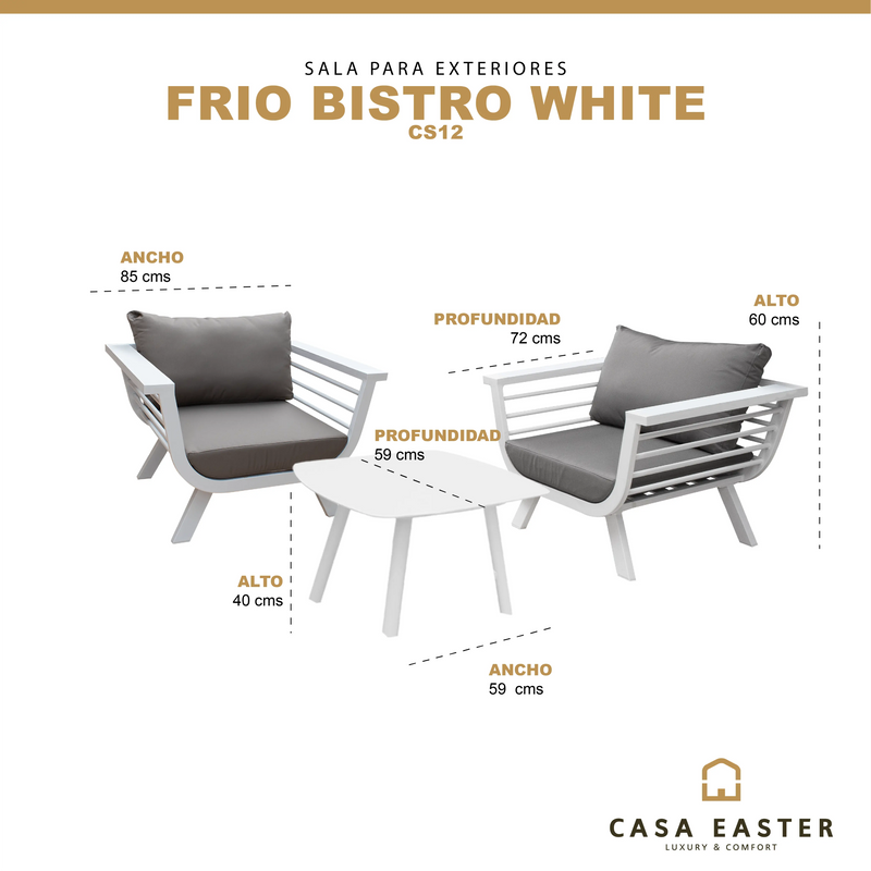 Cargue la imagen en el visor de la galería, Set   para Exterior e Interior de Aluminio Color Blanco FRIO BISTRO-CS12 CasaEaster
