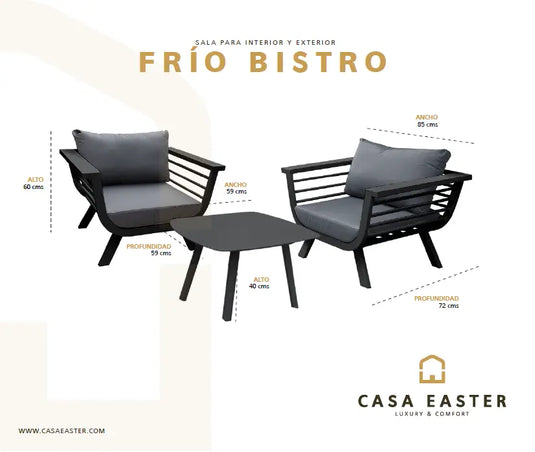 Set para Exterior e Interior de Aluminio Color Carbon FRIO BISTRO-CS CasaEaster