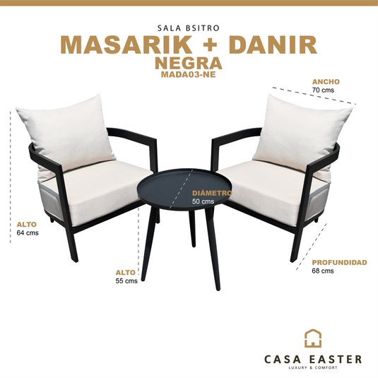 Set para Exterior e Interior de Aluminio  Color Negro MASARIK+MESA DANIR -MADA03-NE CasaEaster
