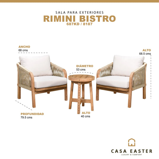 Set  para Exterior e Interior de Madera Acacia Color Blanco RIMINI BISTRO-9026690364 CasaEaster