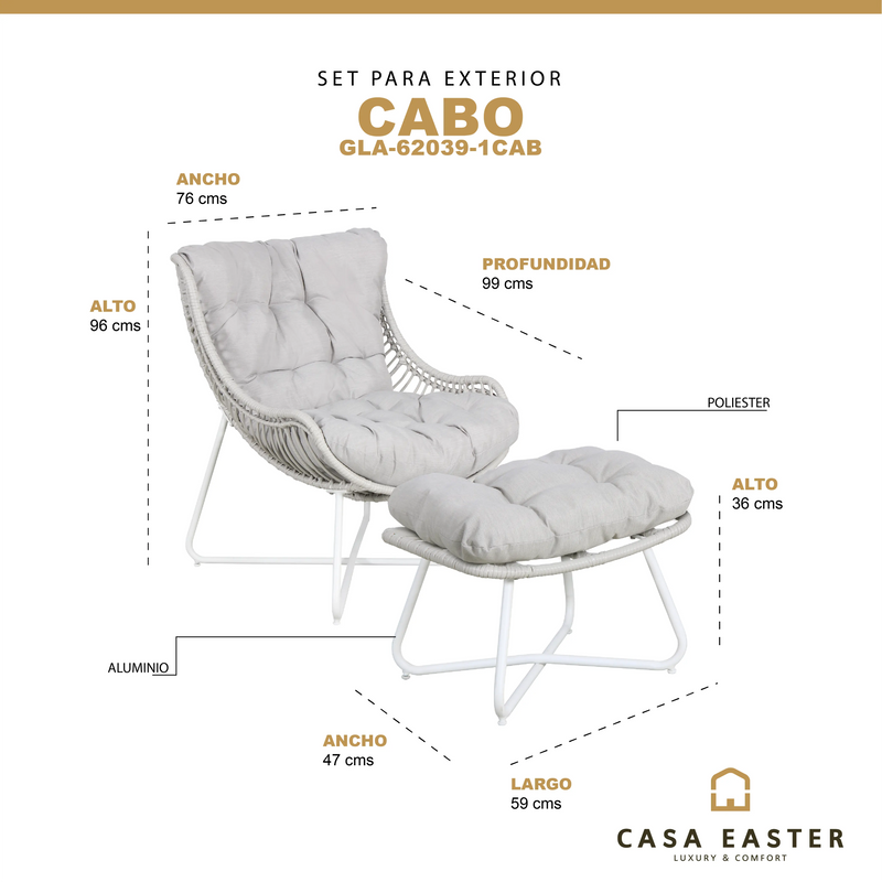 Cargue la imagen en el visor de la galería, Set para interior y exterior color blanco CABO GLA-62039-121KD-S CasaEaster
