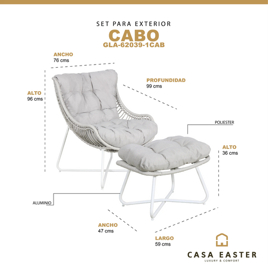 Set para interior y exterior color blanco CABO GLA-62039-121KD-S CasaEaster