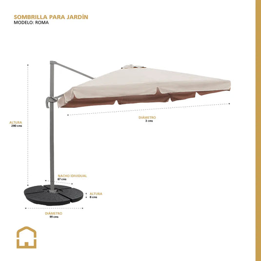 Set para para Exterior e Interior ROMA SOMBRILLA + BASE COCO-Set-Roma+Coco