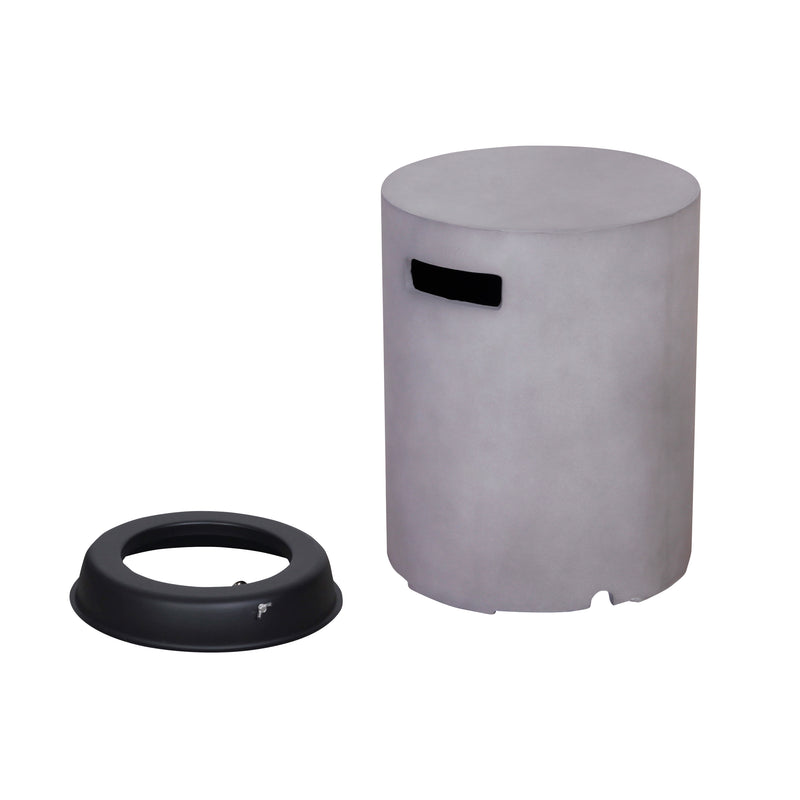 Cargue la imagen en el visor de la galería, Set Fogata en medio circulo de exterior de gas LP color gris claro con tapa de gas LP y parabrisas - PDF132A-045-17A
