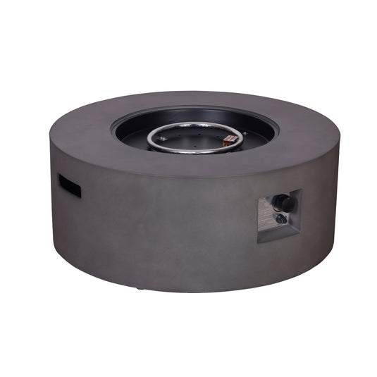 Set Fogata redonda de exterior de gas LP color gris oscuro con tapa de gas LP y parabrisas - PDF095B-045-17B