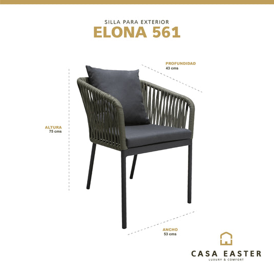 Silla  561 de Lazo para Exterior e Interior Color Verde ELONA-El51-